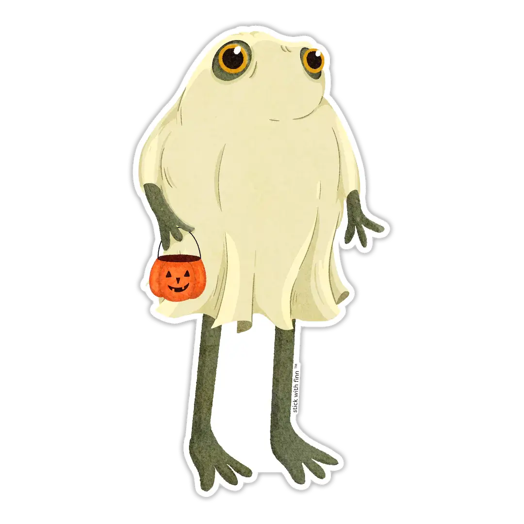 Ghost Sheet Frog Sticker White Halloween