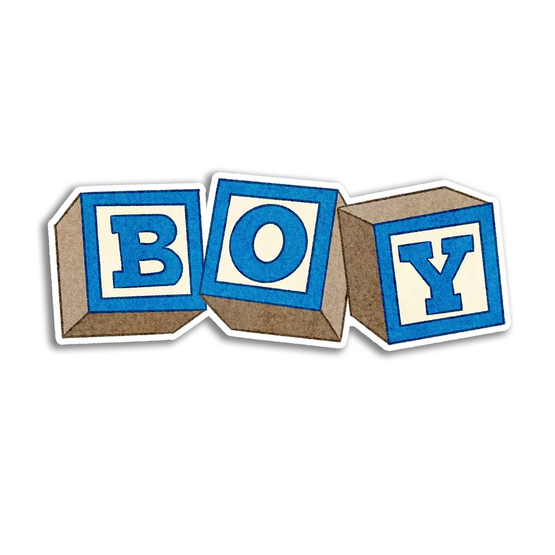 Blue "Boy" Alphabet Baby Blocks Sticker