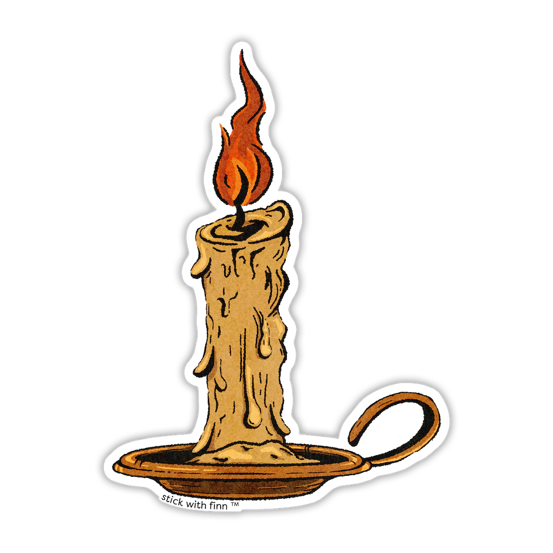 Cozy White Candle Warm Fire Sticker