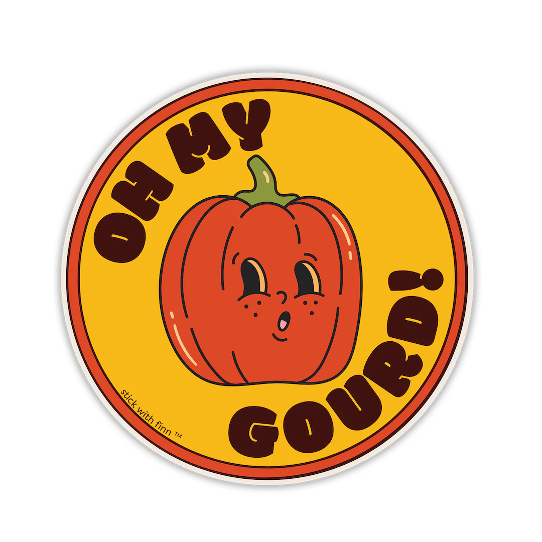 Oh My Gourd Pumpkin Orange Yellow Sticker