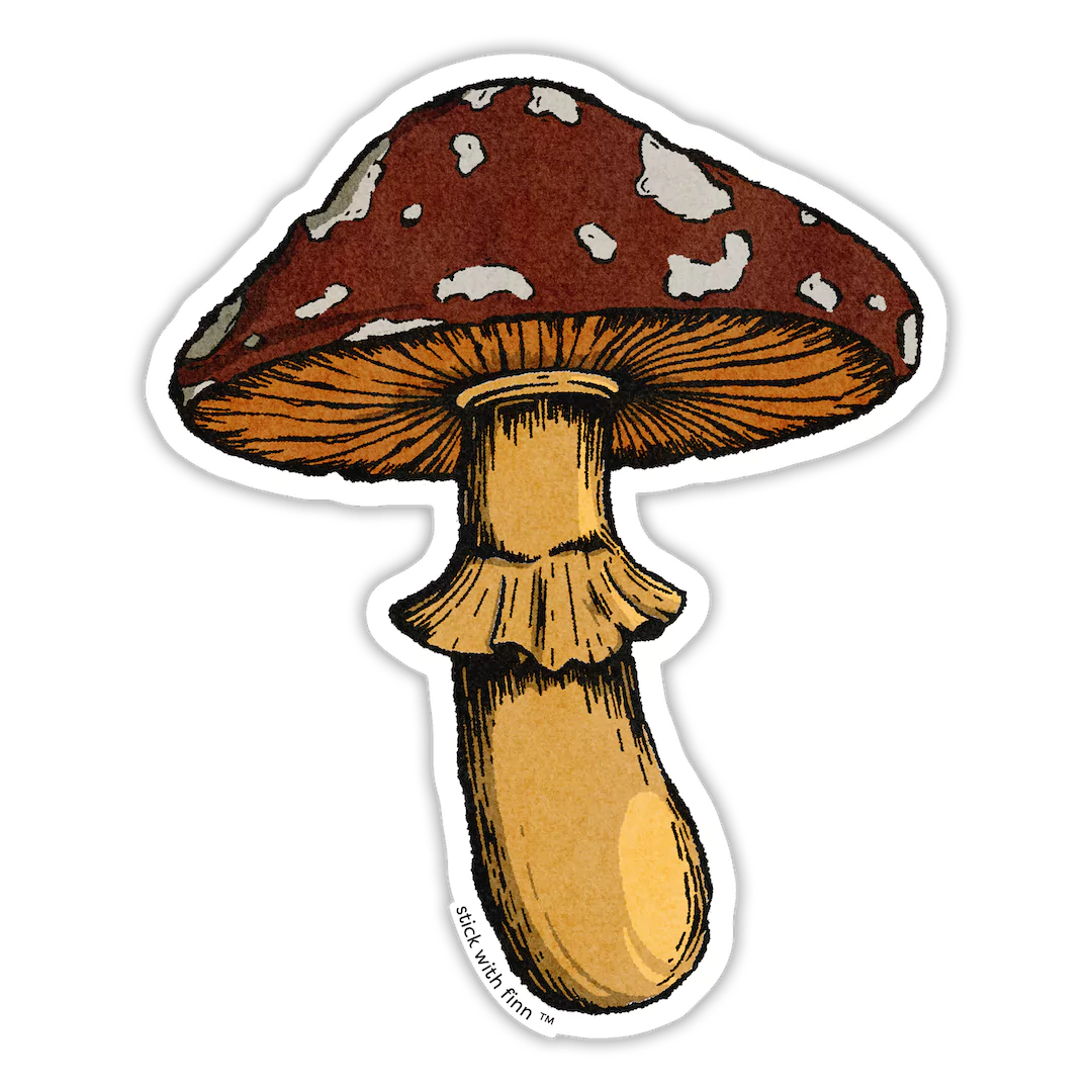 Cozy Mushroom Sticker Fall Red