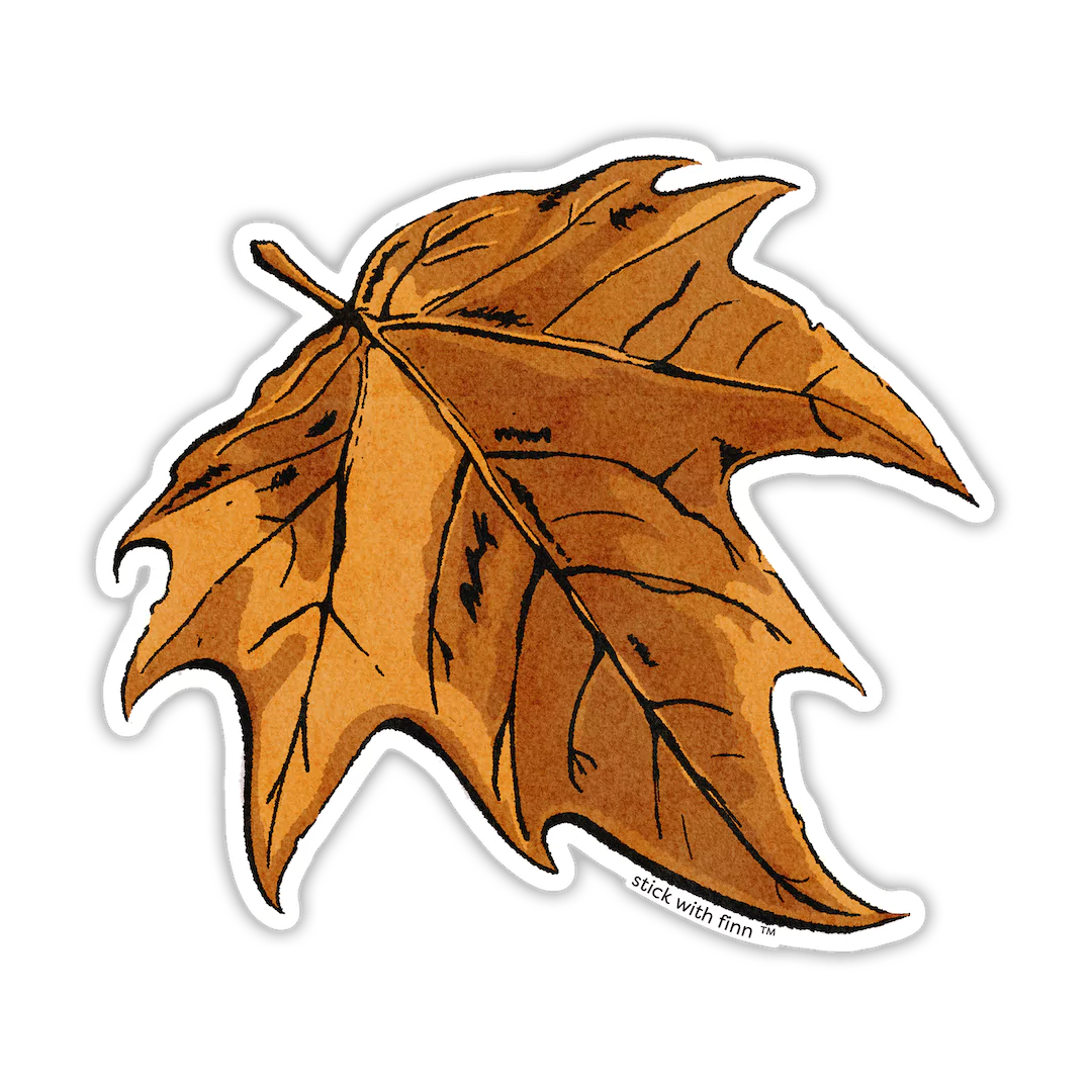 Brown Maple Leaf Sticker