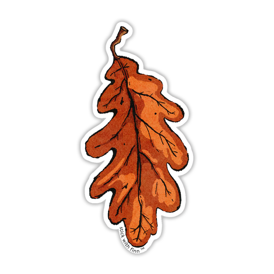 Cozy Orange White Oak Leaf Sticker