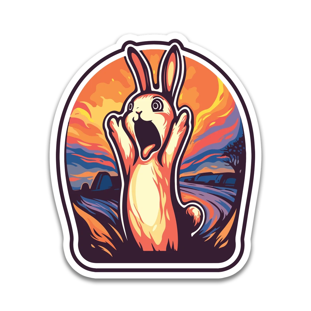 Orange & Blue The Scream Bunny Sticker