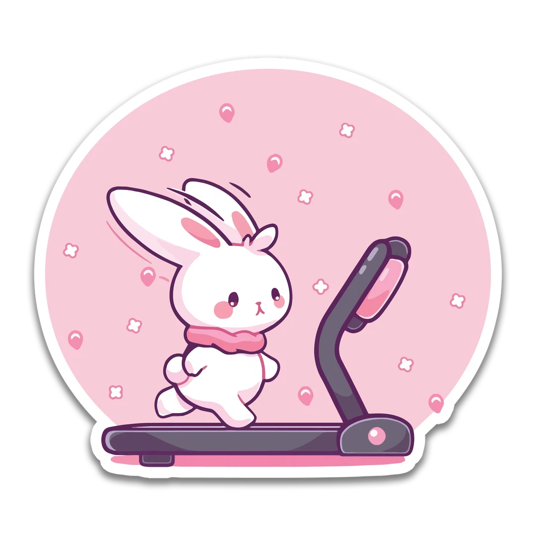 Pink & White Cardio Bunny Sticker