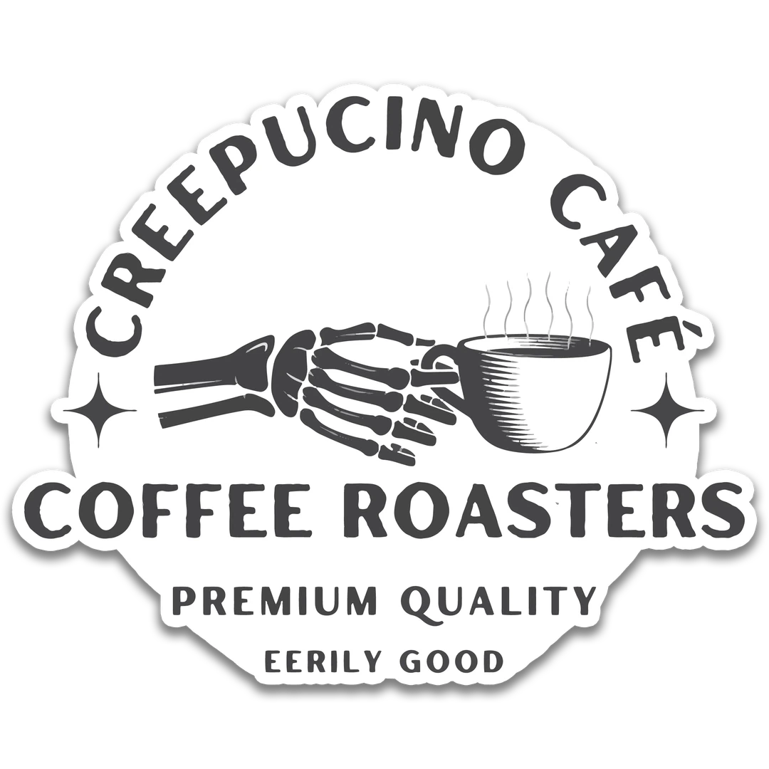 White Creepucino Cafe Coffee Roasters Sticker