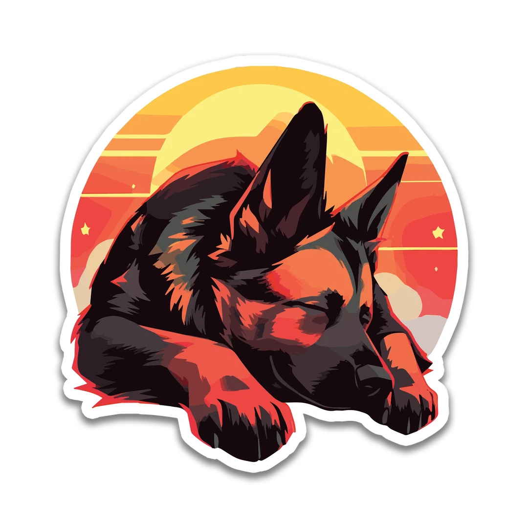 Orange German Shepherd Sticker