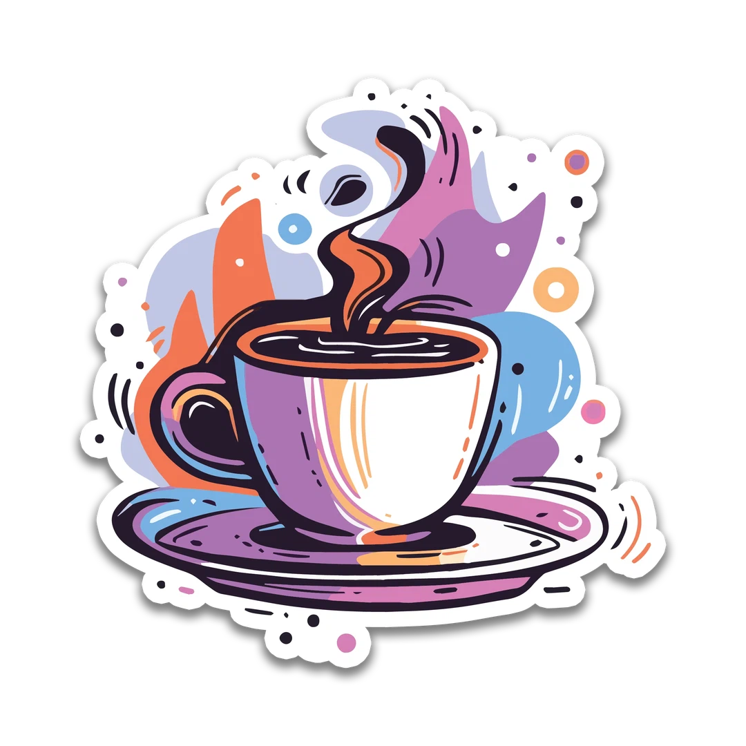 Multicolored Retro Coffee Sticker