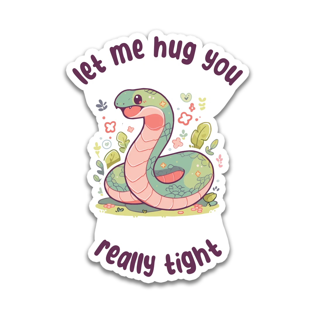 Green Snake "Let Me Hug You Really Tight" Sticker