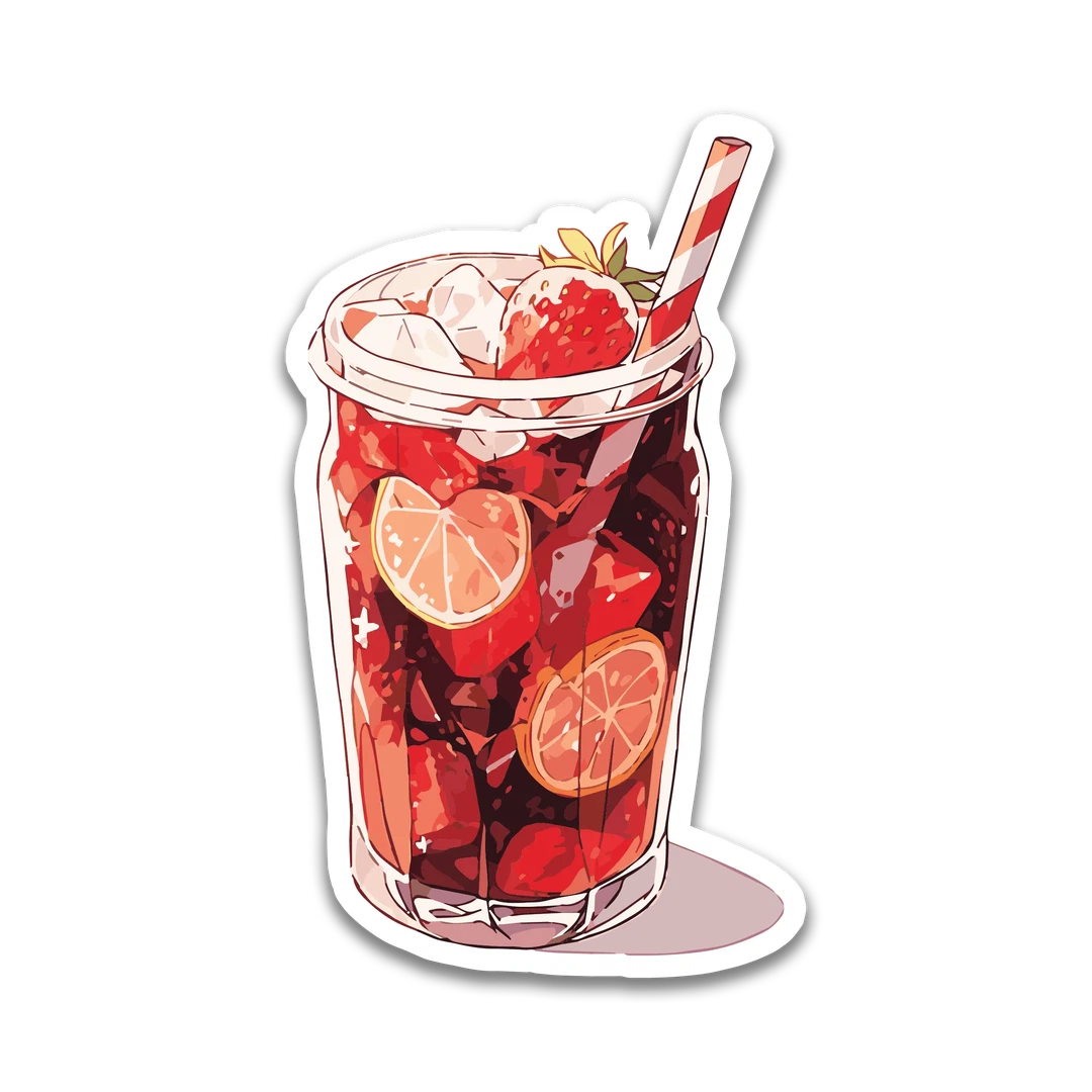 Brown Strawberry Lemonade Sticker