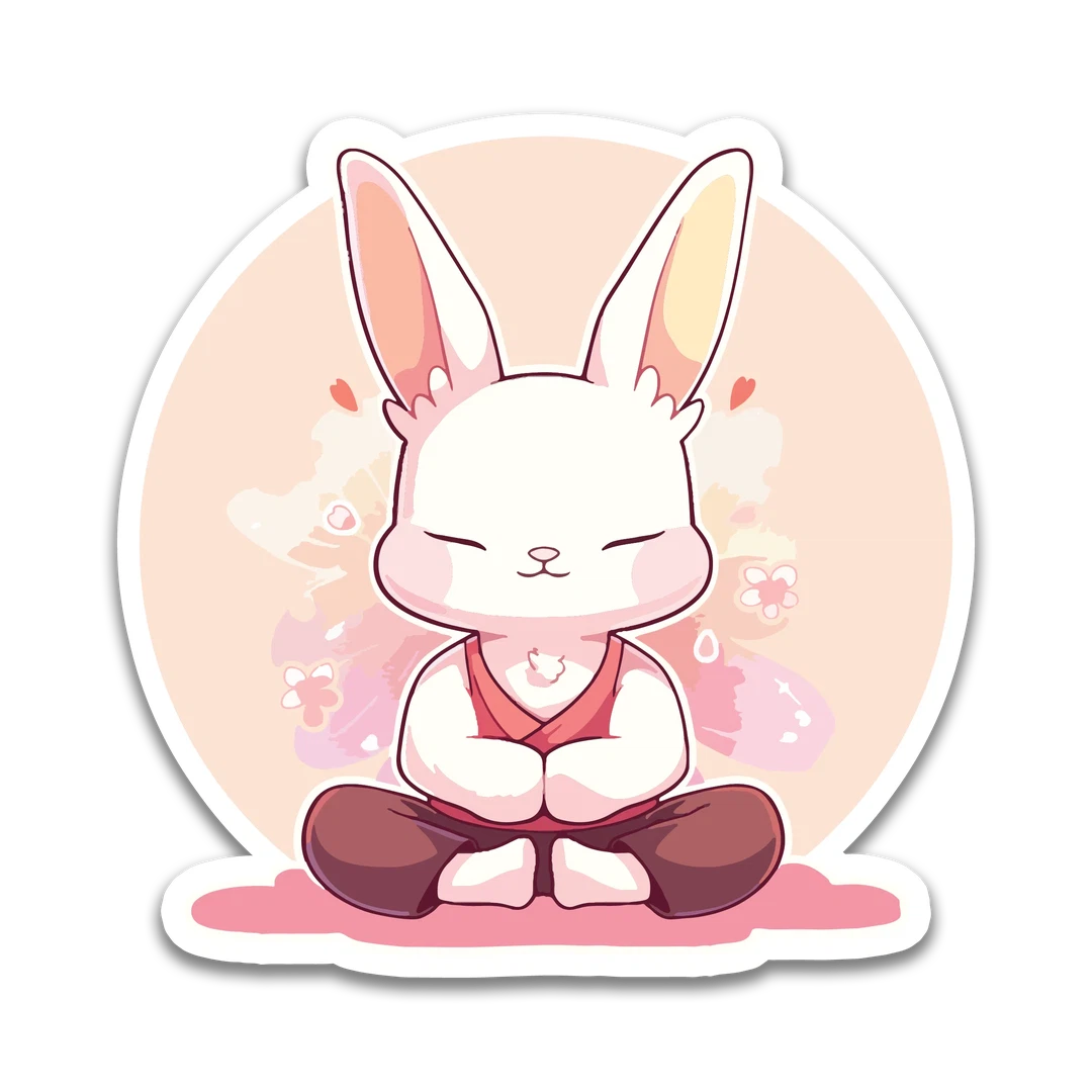 White Yoga Bunny Sticker